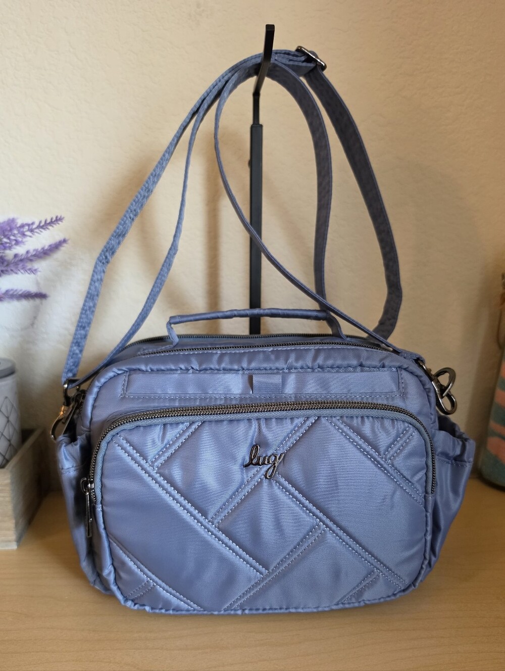 Lug Boomer Quilted Crossbody Bag in Icy Blue